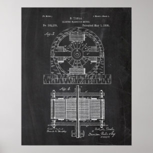 Poster Tesla Electro Motor Patent