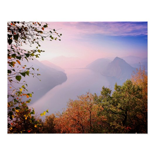 Poster Tessin, Suisse : Vue depuis Monte Bre (Devant)