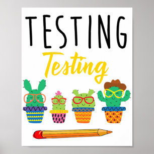 Poster Test Cute Cactus State Test Day Elèves Enseignants