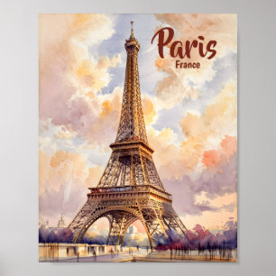 Poster Test personnalisé Paris Tour Eiffel France Aquarel