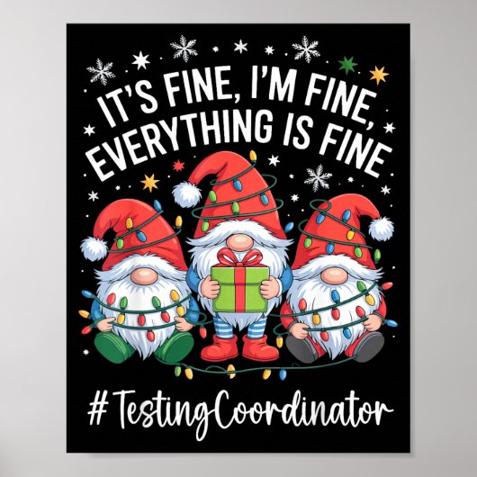 Poster Testing Coordinator Gnome Everything Is Fine Funny (Devant)