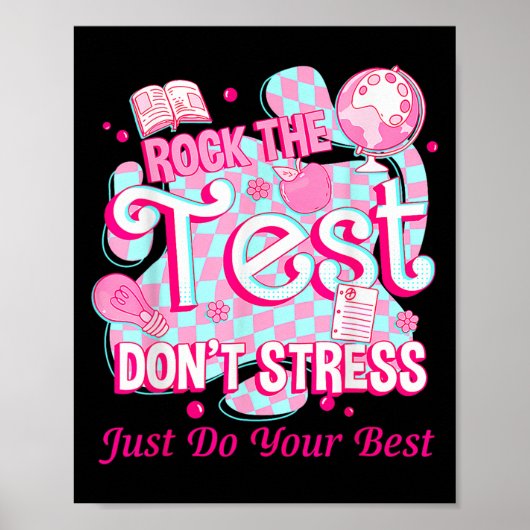 Poster Testing Day Rock The Test Motivational For Teacher (Devant)