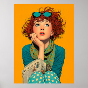 Poster Tête blanche en Pois