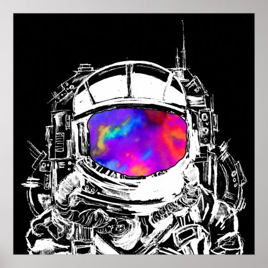 Poster Tête d'astronaute tripante (Devant)
