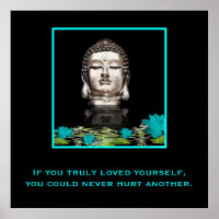 Tête de Bouddha avec Citation inspirante sur l'amo