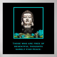 Tête de Bouddha avec une citation inspirée sur la