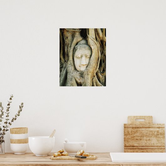 Poster Tête de Bouddha dans le Fig Tree .. Ayutthaya, Tha (Cuisine)