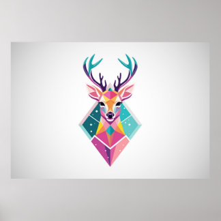 Poster Tête de cerf colorée