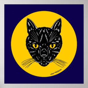 Poster Tête de chat noir
