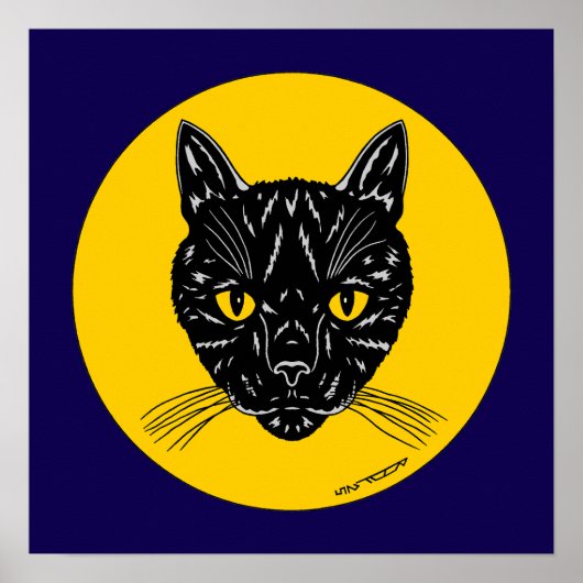 Poster Tête de chat noir (Devant)