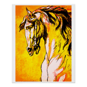 Poster Tête de Cheval (Jaune)