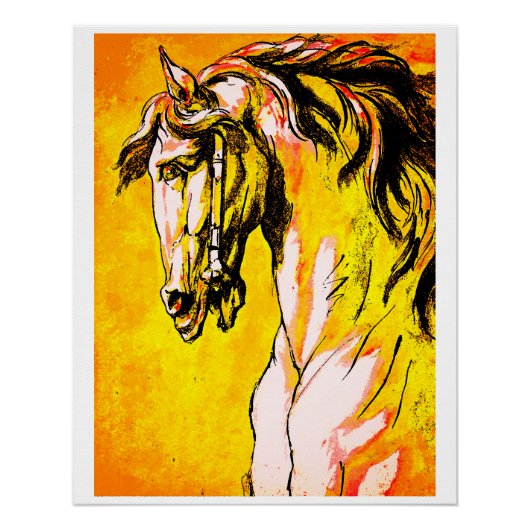 Poster Tête de Cheval (Jaune) (Devant)