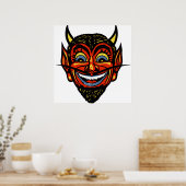 Poster Tête de diable d'Halloween vintage (Cuisine)