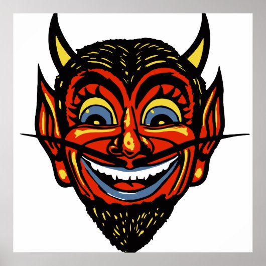 Poster Tête de diable d'Halloween vintage (Devant)