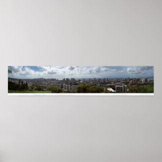 Poster Tête de diamant - Waikiki - Honolulu Panorama à 18