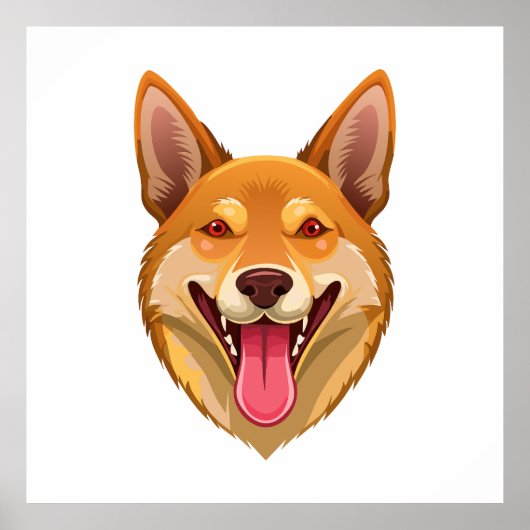 Poster Tête de dingo de chien sauvage australien (Devant)