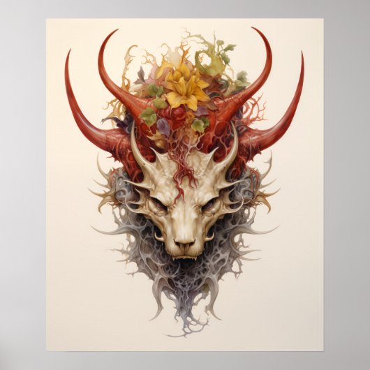 Poster Tête de dragon 6 cornes (Devant)