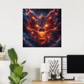 Poster Tête de dragon de feu rayonnant énergie intense (Bureau à domicile)