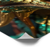 Poster Tête de dragon turquoise et or (Coin)