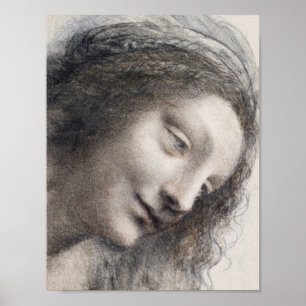 Poster Tête de la Vierge, esquisse de Léonard de Vinci, A
