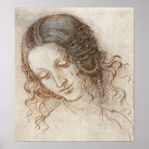Poster Tête de Leonardo du dessin de femme