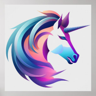 Poster Tête de licorne