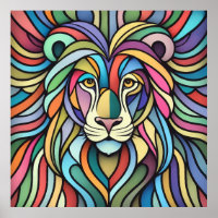 Tête de lion colorée détaillée