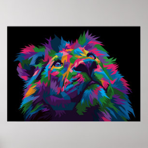 Poster Tête de lion colorée Lion