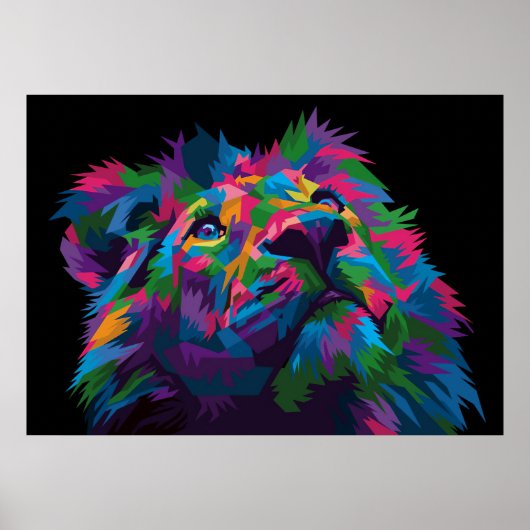 Poster Tête de lion colorée Lion (Devant)