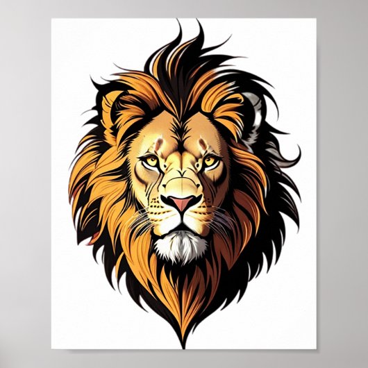 Poster Tête de lion dessin animé (Devant)