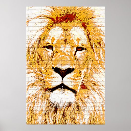 Poster Tête de lion Grunge Imprimer (Devant)