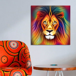Poster Tête de lion Pop Art