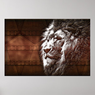 Poster Tête de lion steampunk animal Art numérique origin