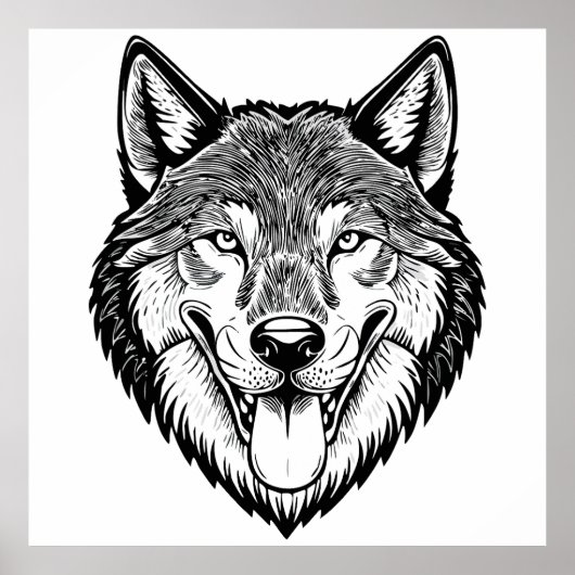 Poster Tête de loup de face (Devant)