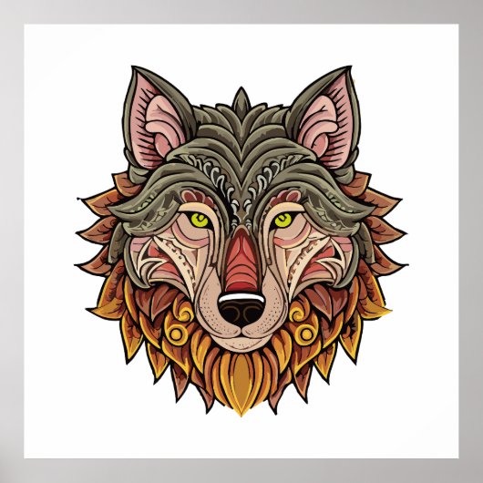 Poster Tête de loup de face (Devant)