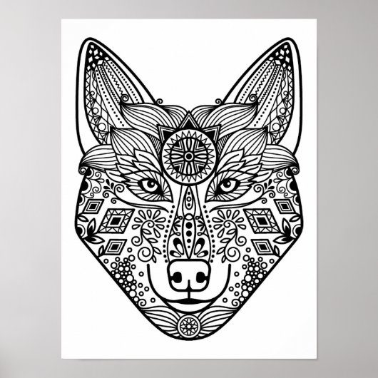 Poster Tête de loup inspirée 2 (Devant)