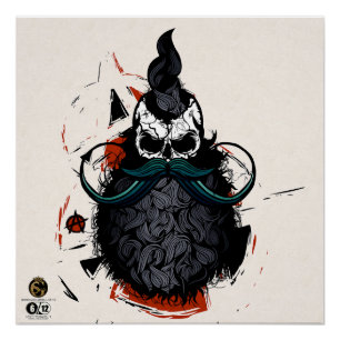Poster Tête de mort hipster skulls punk anarchiste