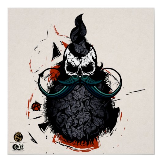 Poster Tête de mort hipster skulls punk anarchiste (Devant)