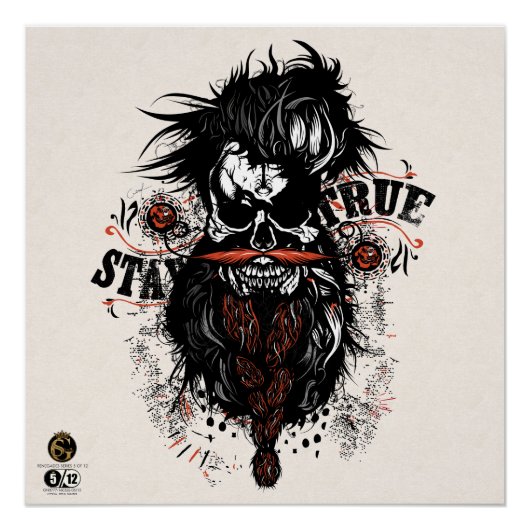 Poster Tête de mort hipster skulls stay true (Devant)