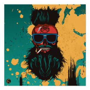 Poster Tête de mort punk hipster G-skulls crâne dingue