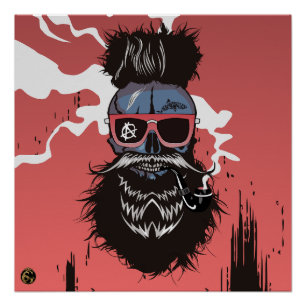 Poster Tête de mort punk hipster G-skulls crâne requin