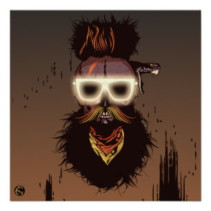 Poster Tête de mort punk hipster G-skulls crâne serpent