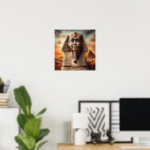 Poster Tête de sphynx de Gizeh avec pyramides Voyage en E (Bureau à domicile)