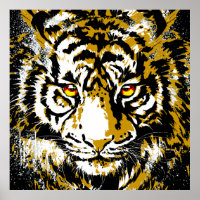 Tête de tigre beige - Carré d'affiche de tigre
