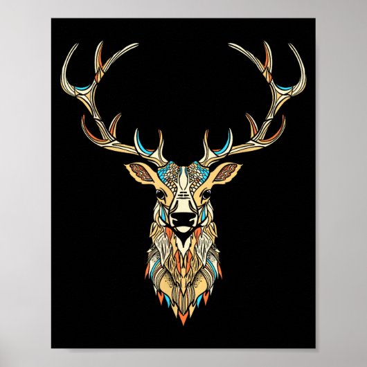 Poster Tête d'élan _ Illustration graphique artistique du (Devant)