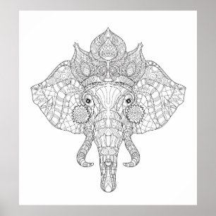 Poster Tête d'éléphant Zendoodle 2