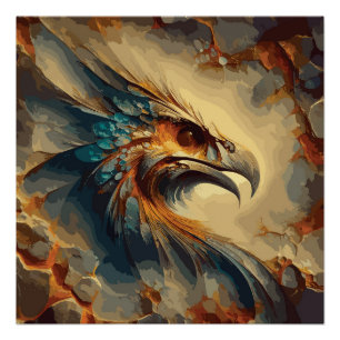 Poster Tête d'oiseau disparue - oeuvre Abstraite