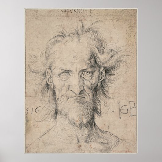 Poster Tête du Vieux Homme à Portée (Saturne) par Durer (Devant)