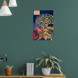 Poster Tête d'un Tigre Mangeant un Coq Utagawa Hirokage