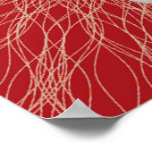 Poster Tête rouge gothique avec crâne osseux sur des lign (Coin)